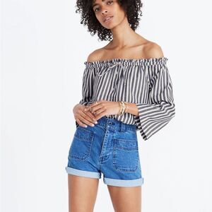 Madewell Shimmer Stripe Off-The-Shoulder Top Size S